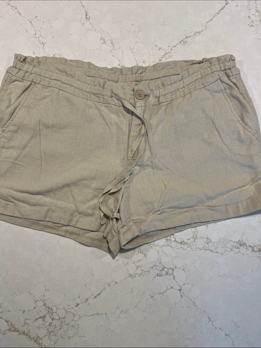 Old Navy Beige linen blend  Drawstring Shorts